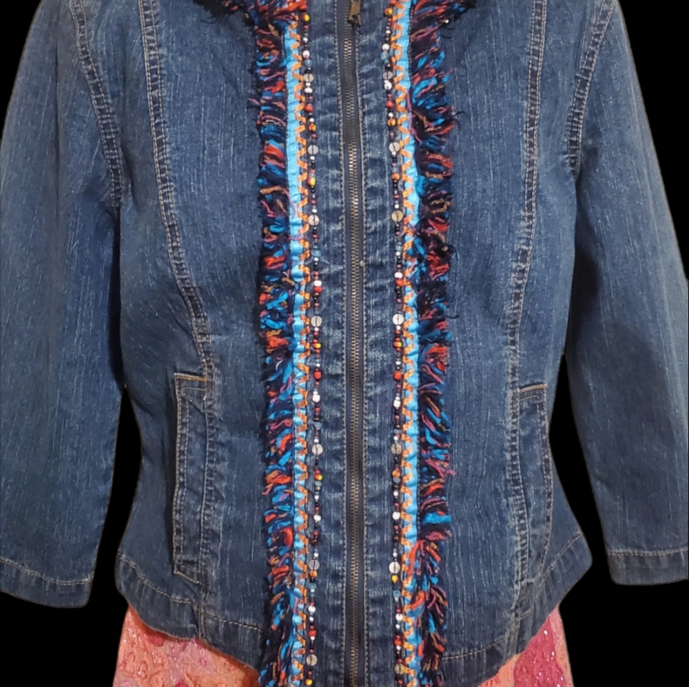 Ruby Rd Denim Jacket, Unique With Multi-Colored F… - image 6